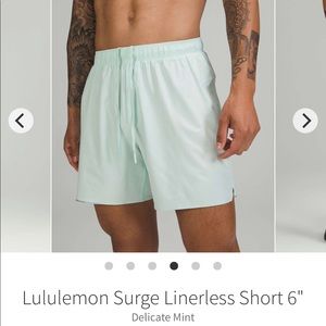 NWT lululemon sold out Surge linerless short 6’’ delicate mint